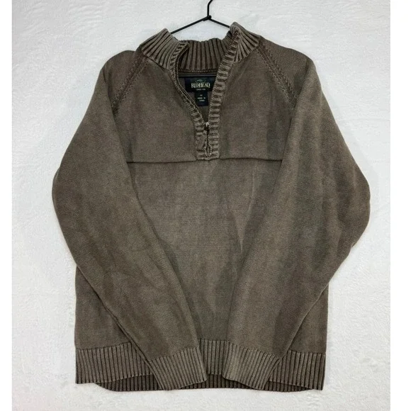 Redhead Mens Quarter Zip Sweater Brown Knit Pullover Size Medium - Picture 4 of 5